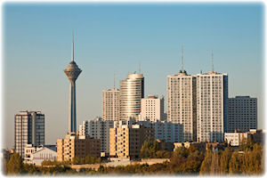 Teheran ist die Hauptstadt des Iran. Blick auf die Skyline von Teheran.