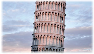 Der schiefe Turm von Pisa - beeindruckende Sehenswürdigkeit. Der schiefe Turm von Pisa bei Tageslicht.