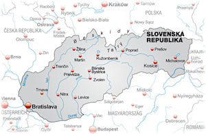 Die slowakische Republik im Überblick. Karte der slowakischen Republik, der Slowakei.