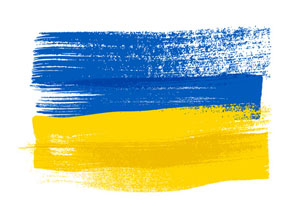 Die Flaggen der Ukraine symbolisieren das gelbe Korn und den blauen Himmel. Blau-Gelbe Flagge der Ukraine.